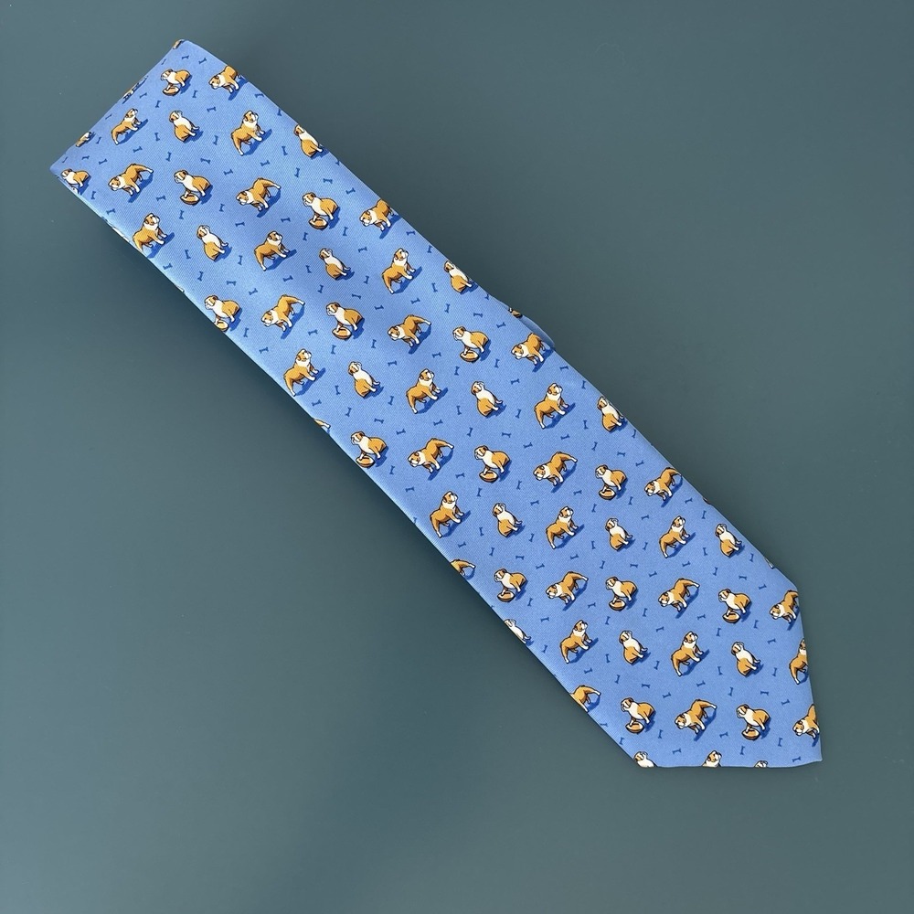 Bird Dog Bay Blue Hand Made 100% Silk Men's Neck Tie "Man's Best Friend"